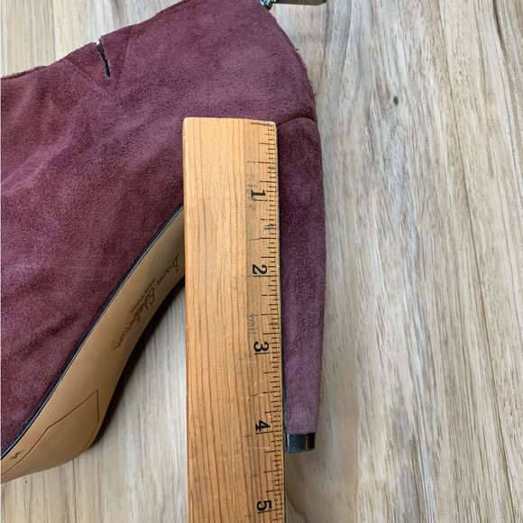 SAM EDELMAN Purple Suede Ankle Booties "Keaton" Hidden Platform Heels Size 7.5 - Picture 11 of 11